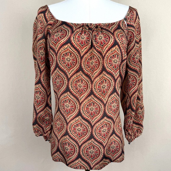 Nougat London Tops - Nougat London Silk Boho Luxe Art‎ Girl Blouse Medallion Print Top Small